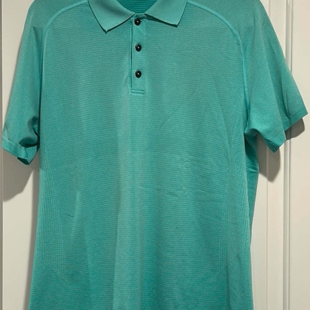 Lululemon Mens Metal Vent Tech Polo Short Sleeve Shirt Green Golf  Medium